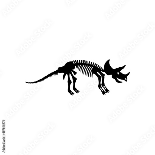 Dinosaur skeleton line art illustration icon design template vector © haris