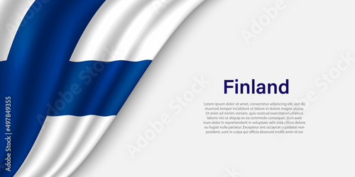 Wave flag of Finland on white background.