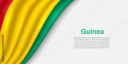 Wave flag of Guinea on white background.