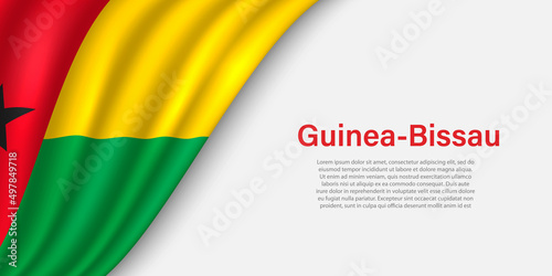 Wave flag of Guinea-Bissau on white background.