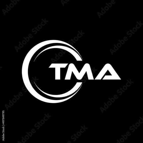 TMA letter logo design with black background in illustrator, vector logo modern alphabet font overlap style. calligraphy designs for logo, Poster, Invitation, etc.