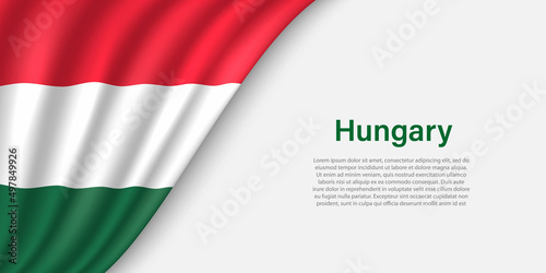 Wave flag of Hungary on white background. photo