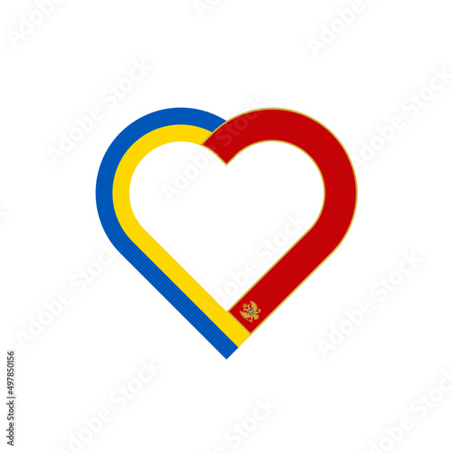 unity concept. heart outline icon of ukraine and montenegro flags. vector illustration isolated on white background