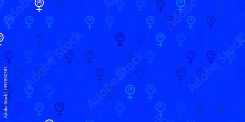 Light Pink, Blue vector texture with women rights symbols.