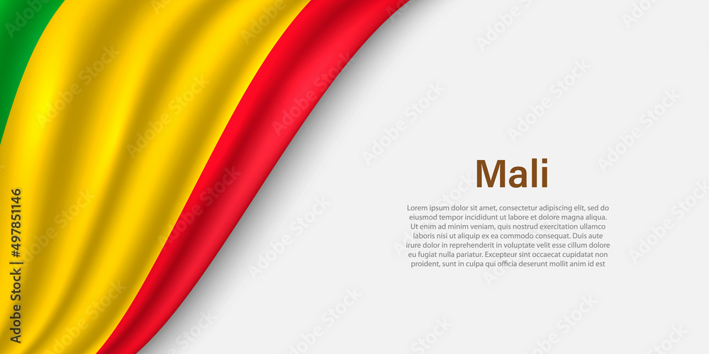 Wave flag of Mali on white background. Wave flag of Mali on white background.