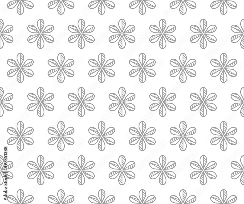 Flower geometric pattern. Seamless vector background. White and gray ornament. Flower geometric pattern. Seamless vector background. White and gray ornament.