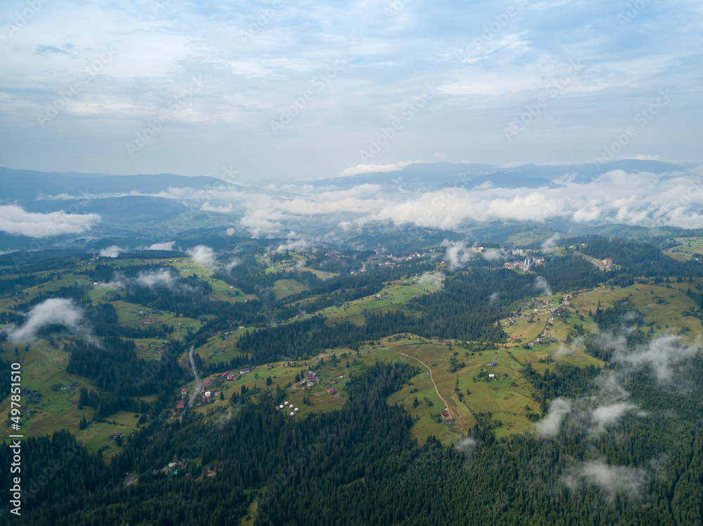 High flight in the mountains of the Ukrainian Carpathians. Aerial drone view. High flight in the mountains of the Ukrainian Carpathians. Aerial drone view.