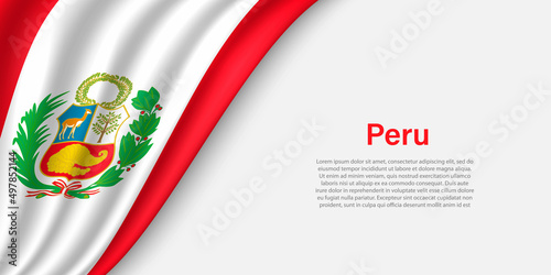 Wave flag of Peru on white background.
