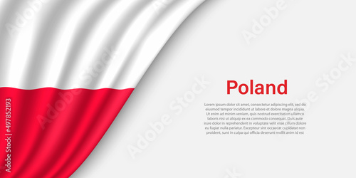 Wave flag of Poland on white background.