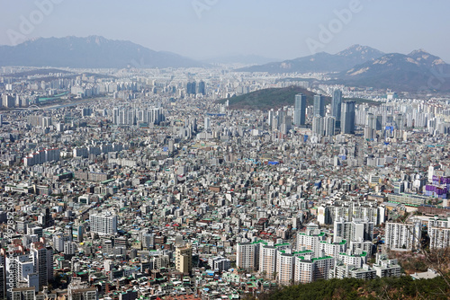 Panoramic view from mountain to the capital of Korea, Seoul