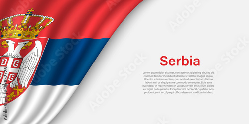 Wave flag of Serbia on white background.