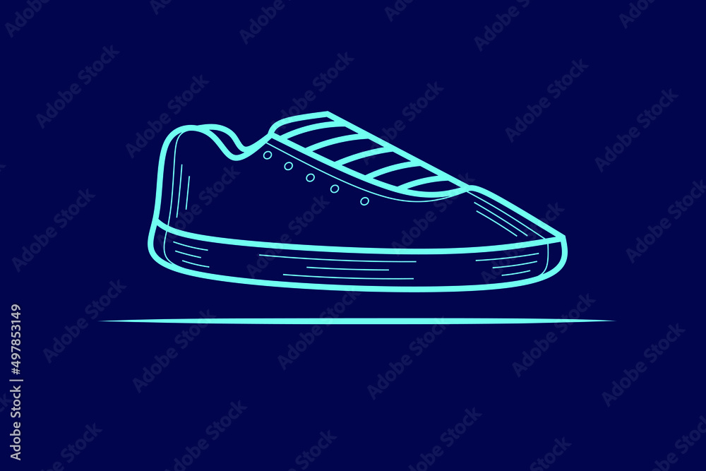 Shoes sport vector silhouette line pop art potrait logo colorful design with dark background. Abstract vector illustration. Shoes sport vector silhouette line pop art potrait logo colorful design with dark background. Abstract vector illustration.