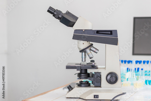 Microscopes are important for lab researchers because in biology it is necessary to use a high-gain microscope to see small organisms for study. Microscopes are essential for biologists. photo