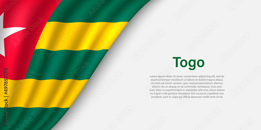 Obraz premium Wave flag of Togo on white background.