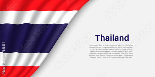 Wave flag of Thailand on white background.