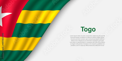 Wave flag of Togo on white background.