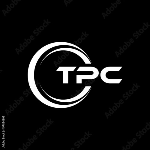 TPC letter logo design with black background in illustrator, vector logo modern alphabet font overlap style. calligraphy designs for logo, Poster, Invitation, etc.
