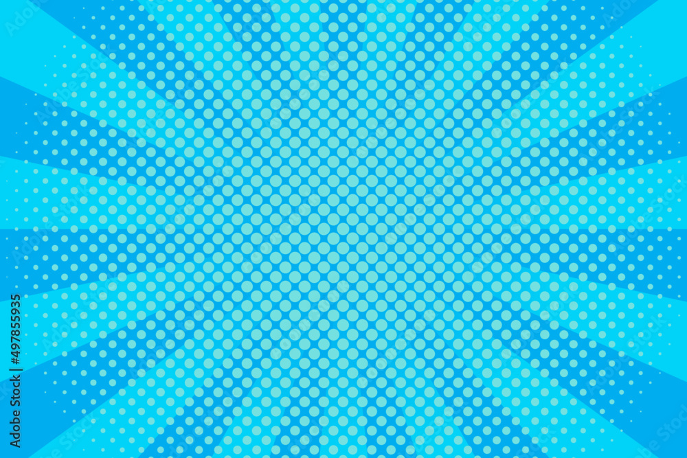 Flat blue comic style background with dotted halftone