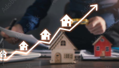 Obraz na plátně Real Estate Graph. House market growth