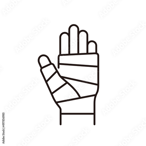 Wounded hand icon, bandaged hand, vector illustration