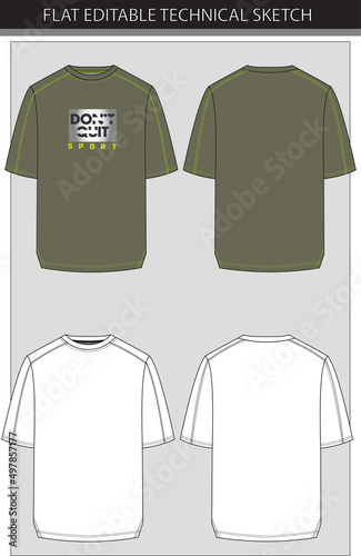Sporty t-shirt flat sketch vector file