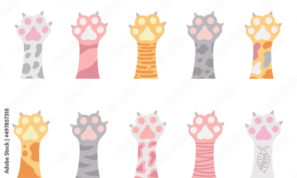 Cat paws, kitten legs, cute cat foot. Vector Illustration for printing ...