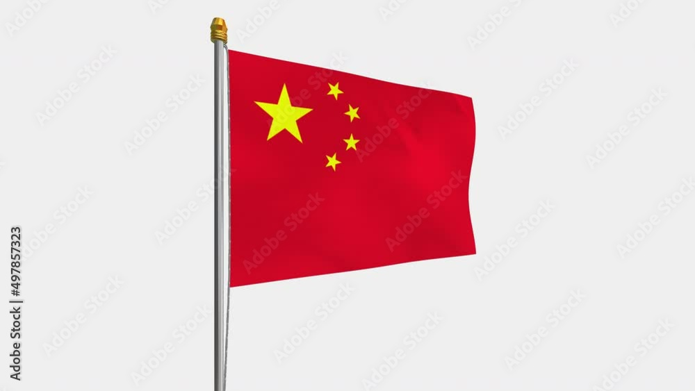 An alpha channel loop video with the the People's Republic of China flag fluttering in the wind and a transparent background. An alpha channel loop video with the the People's Republic of China flag fluttering in the wind and a transparent background.
