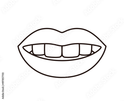 smiling with white teeth.