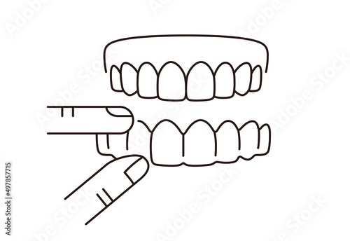 Teeth invisible braces thin line art icons