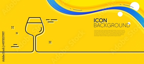 Wine glass line icon. Abstract yellow background. Bordeaux glass sign. Minimal bordeaux glass line icon. Wave banner concept. Vector