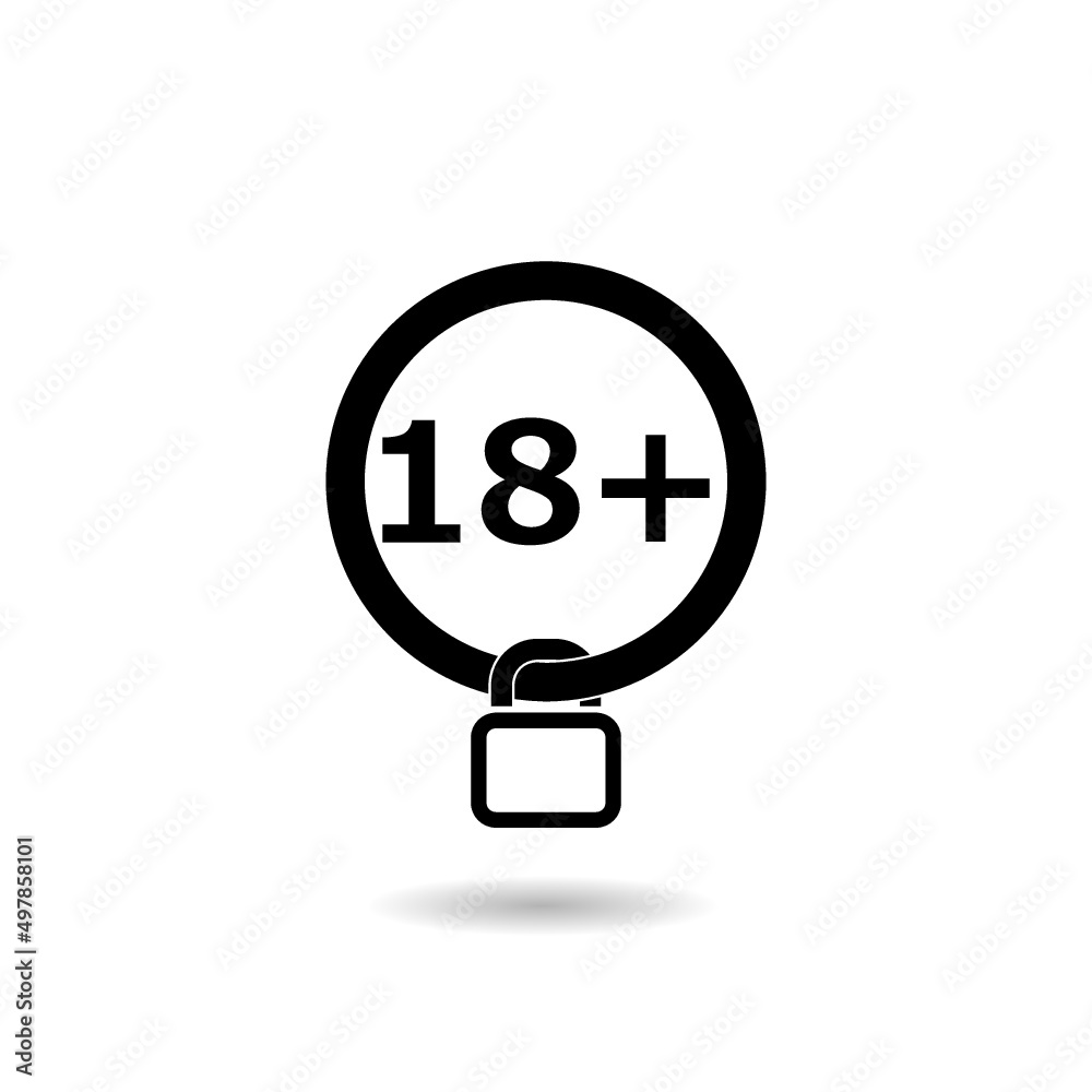 18 age restriction glyph icon with shadow