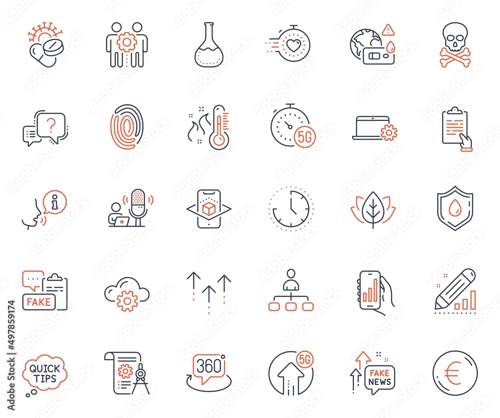 Science icons set. Included icon as Chemistry lab, Timer and High thermometer web elements. Question mark, Augmented reality, Coronavirus pills icons. Fake document, Analysis app. Vector Science icons set. Included icon as Chemistry lab, Timer and High thermometer web elements. Question mark, Augmented reality, Coronavirus pills icons. Fake document, Analysis app. Vector