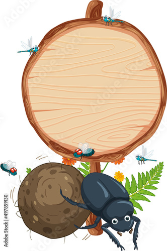 Blank round wooden signboard with animal