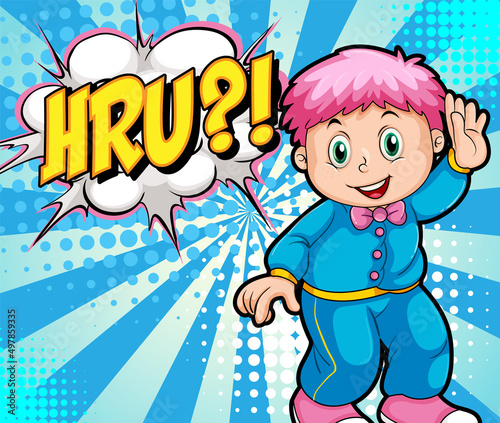 Abbreviation and facial expression retro comic banner design