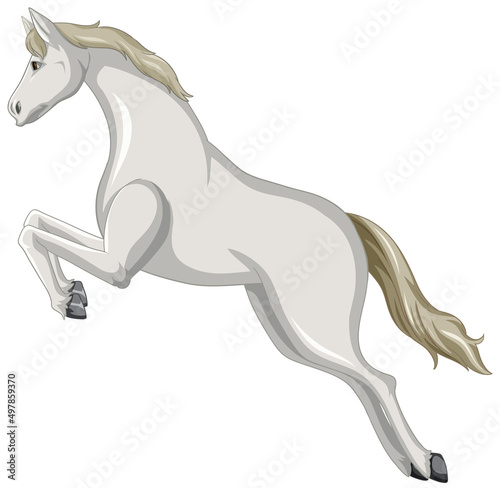 White horse jumping cartoon