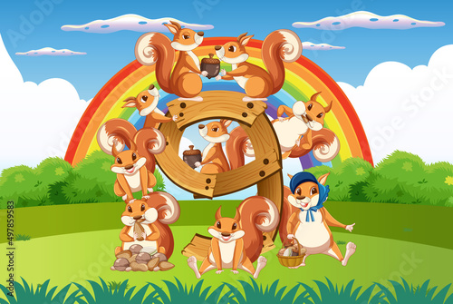 Nine squirrel attached to number nine