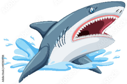 Aggressive great white shark cartoon Fototapet