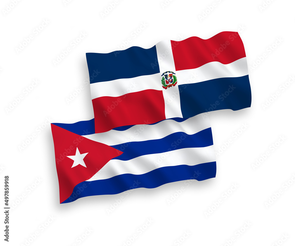 Flags of Dominican Republic and Cuba on a white background Flags of Dominican Republic and Cuba on a white background