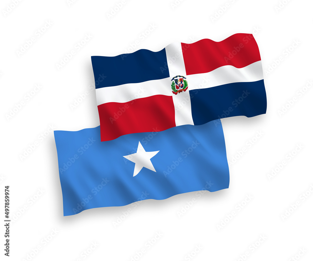 Fototapeta premium Flags of Dominican Republic and Somalia on a white background