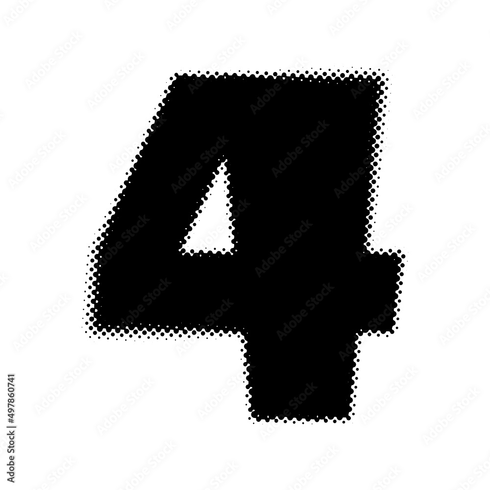 Halftone theme alphabet Number 4, four