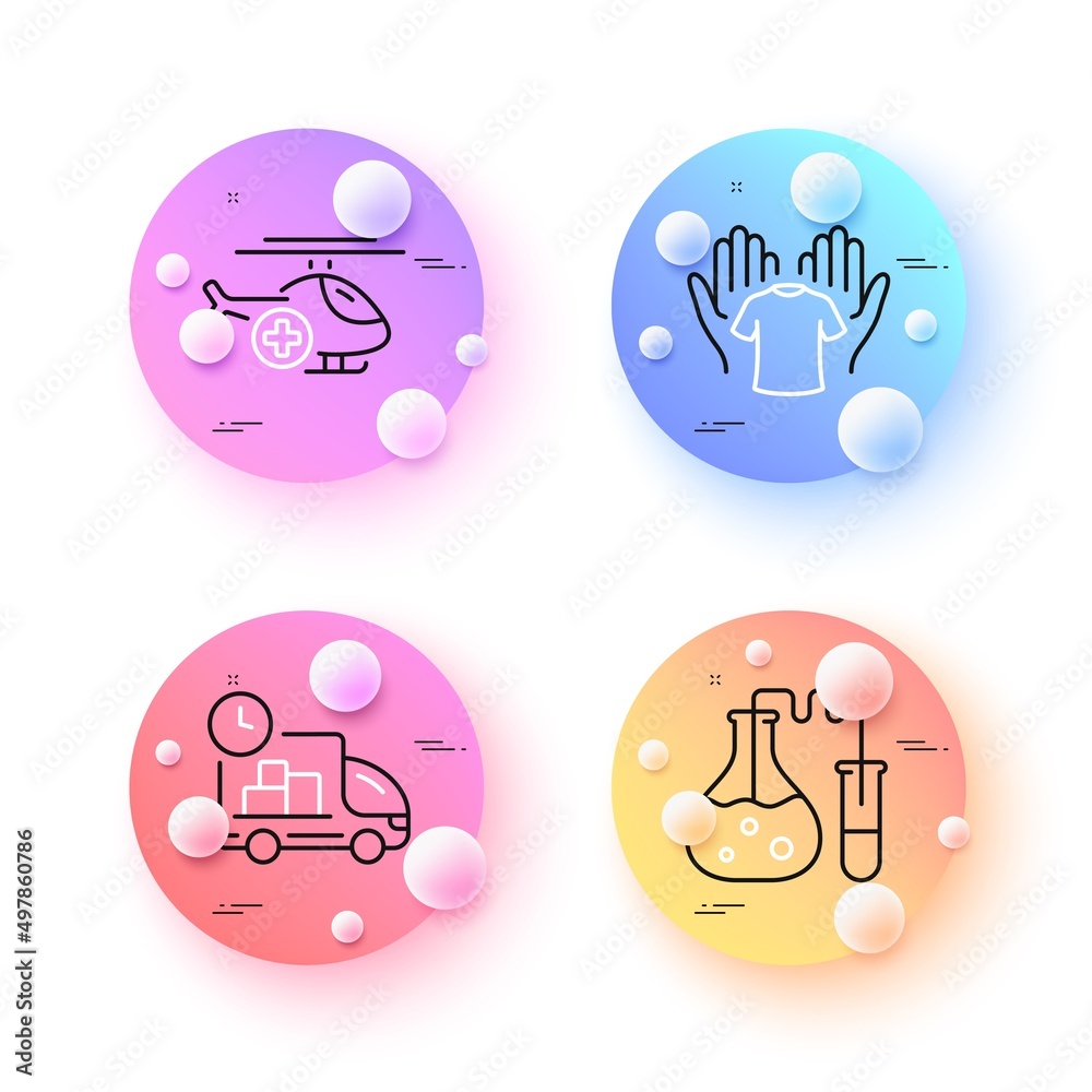 Delivery, Chemistry lab and Hold t-shirt minimal line icons. 3d spheres or balls buttons. Medical helicopter icons. For web, application, printing. Fast service, Laboratory, Laundry shirt. Vector Delivery, Chemistry lab and Hold t-shirt minimal line icons. 3d spheres or balls buttons. Medical helicopter icons. For web, application, printing. Fast service, Laboratory, Laundry shirt. Vector