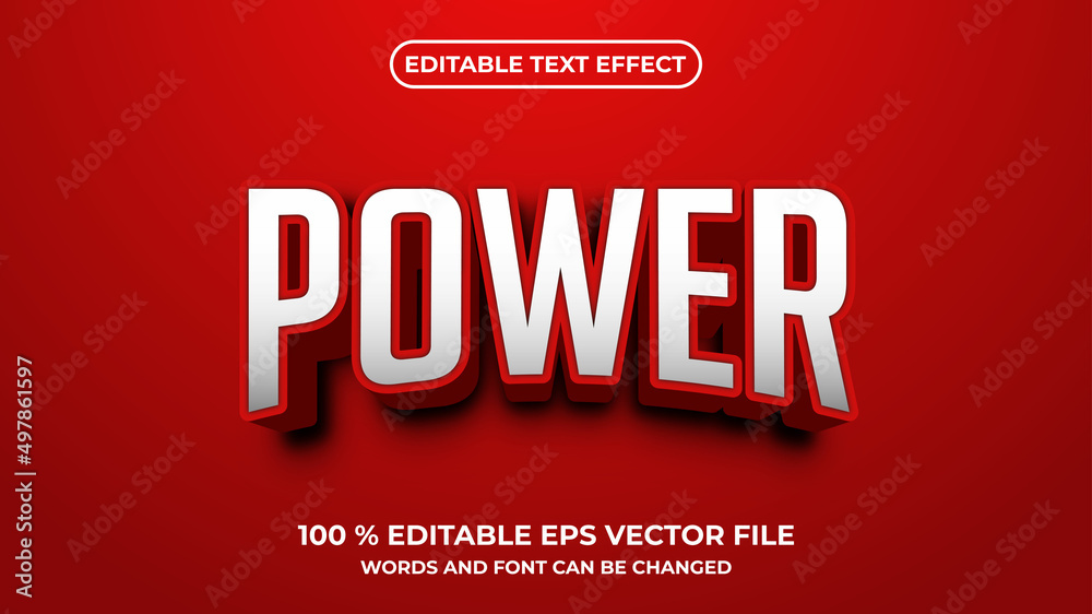 Editable text effect power 3d style - obrazy, fototapety, plakaty 