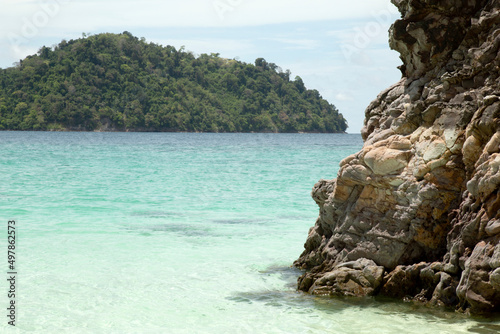 Natural stone arch with  beach at Kho Khai near Tarutao national park and Koh Lipe Thailand