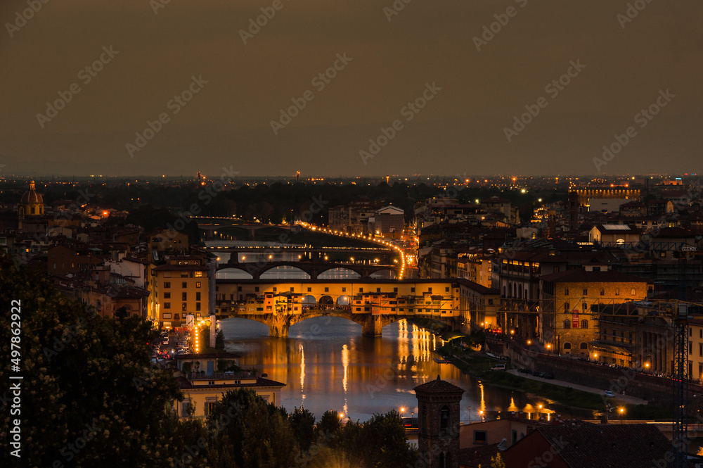 Night panorama of Florence. View ot top.