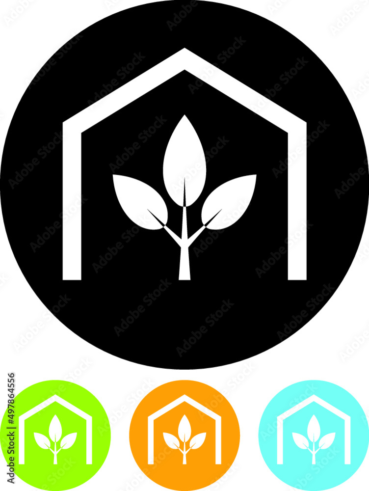 Greenhouse plant illustration. Growing garden plant or tree protected from harm under the tent roof. Vector icon isolated Greenhouse plant illustration. Growing garden plant or tree protected from harm under the tent roof. Vector icon isolated