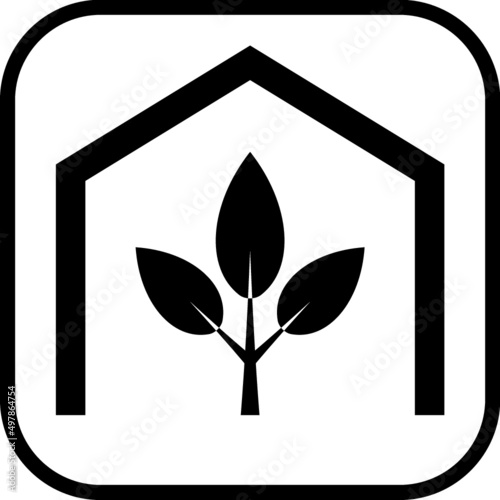 Greenhouse plant illustration. Growing garden plant or tree protected from harm under the tent roof. Vector icon isolated