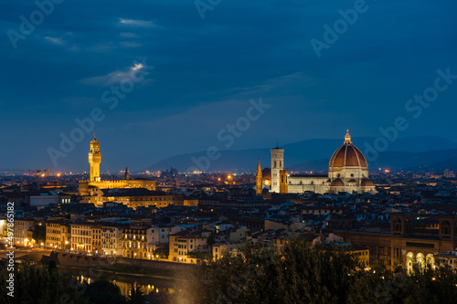 Night panorama of Florence. View ot top.