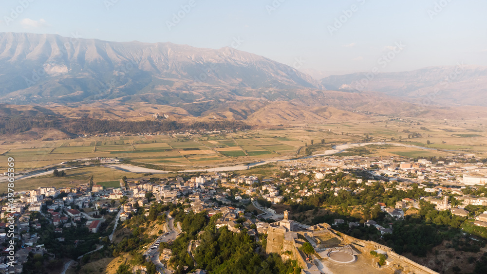 A view to the old city of Gjirokaster, UNESCO heritage, Albania