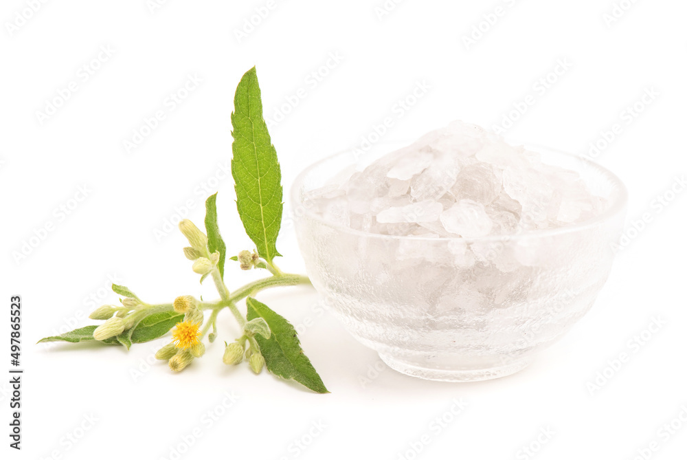 Ngai Camphor and crystal isolated on white background. Ngai Camphor and crystal isolated on white background.