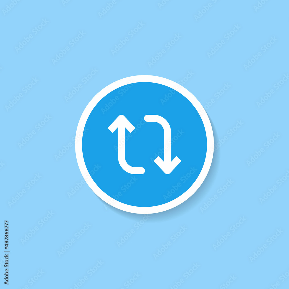 Retweet Icon Vector in Circle Button. Social Media Element Illustration Retweet Icon Vector in Circle Button. Social Media Element Illustration